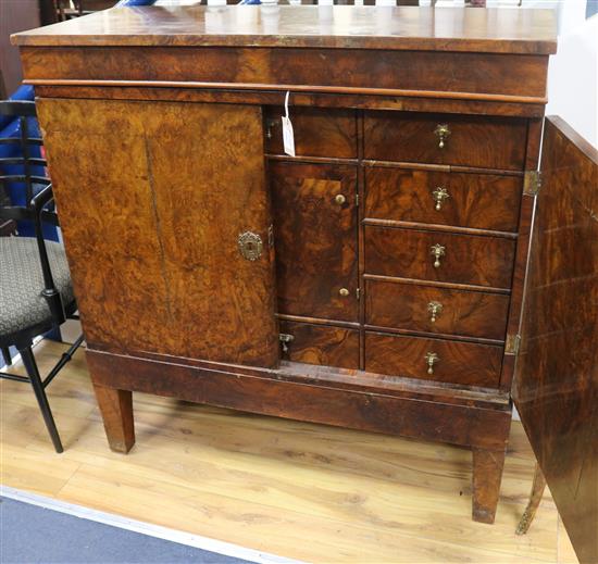 A William III and later walnut cabinet W.102cm